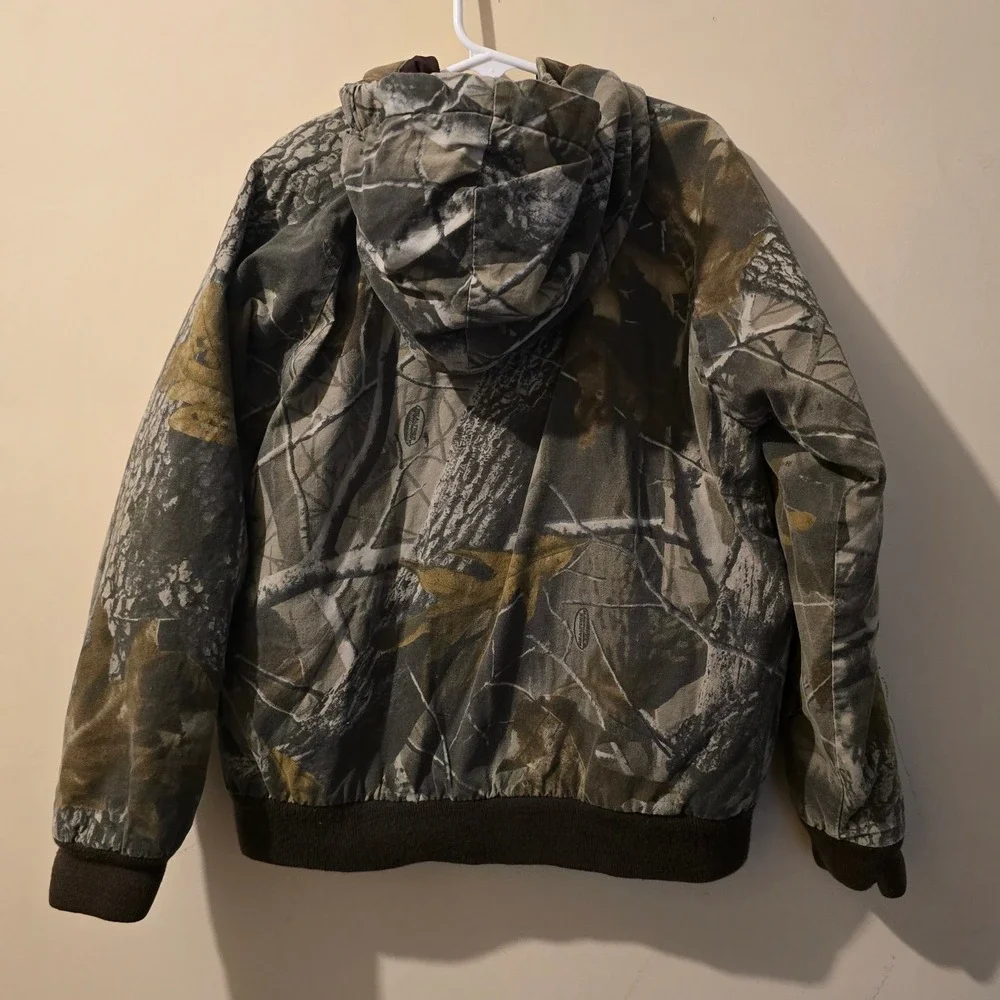 Woolrich Camo Hooded Jacket Youth 10 Green RealTree Hardwoods Hunting Workwear